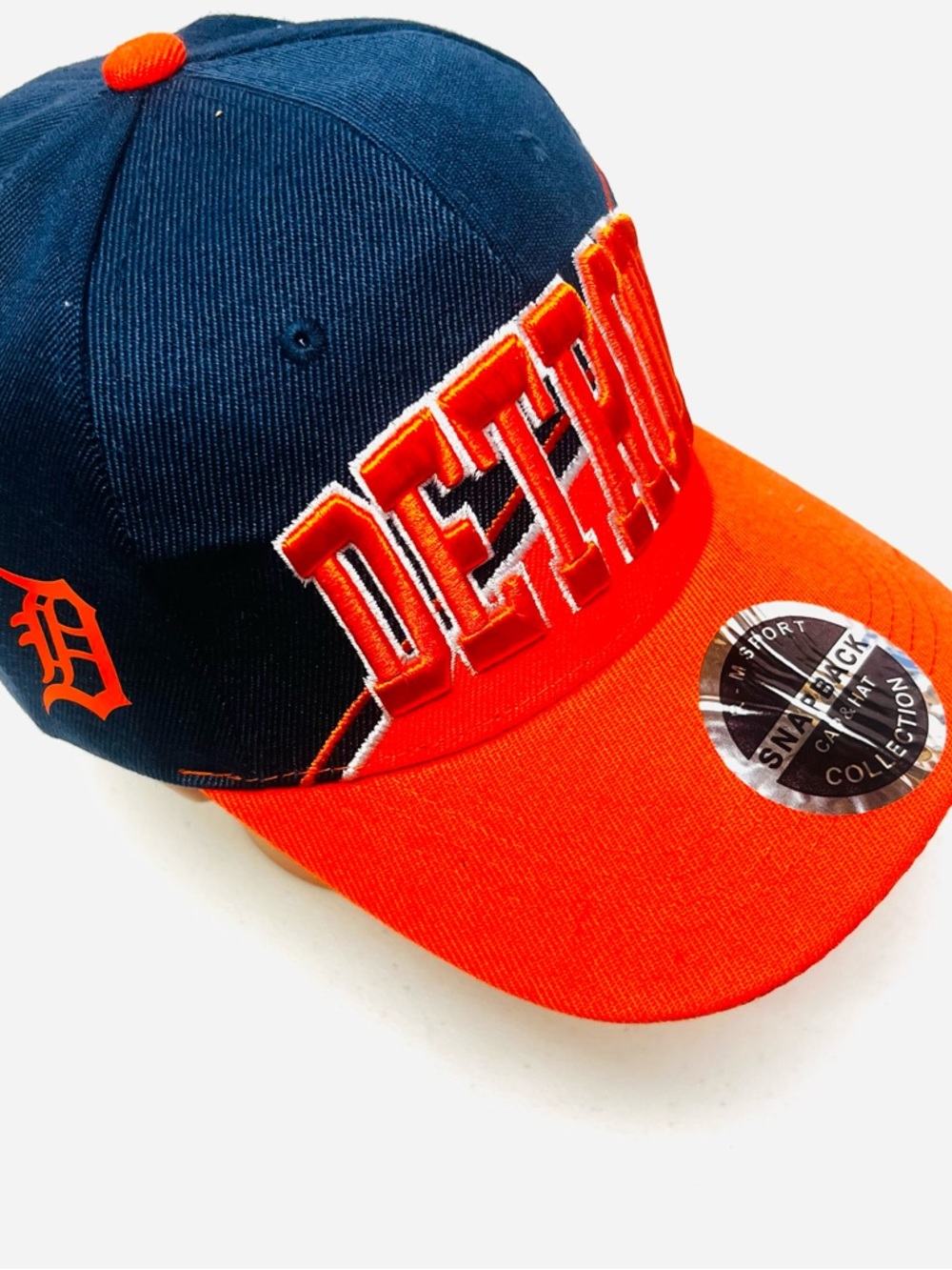 Detroit Tigers Script Baseball Cap - Navy & Bright Orange